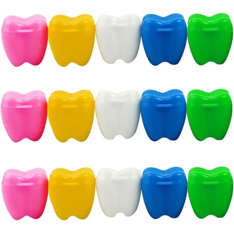 Lot de 15 boîtes dents + colliers plastique – rangement portable bas âge