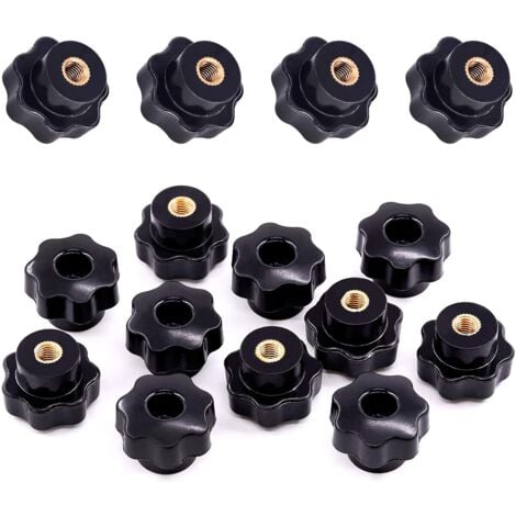 MISSDONG Lot de 15 boutons de serrage M6 7 étoiles à filetage femelle pour équipement mécanique (M6)