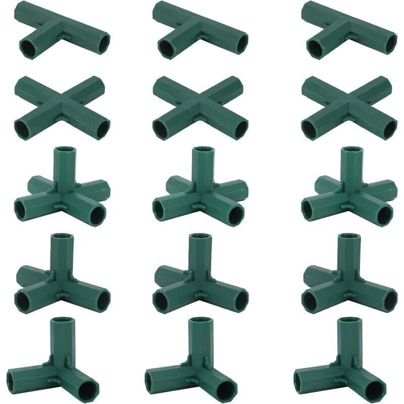 Lot de 15 connecteurs de cadre de jardin de 16 mm, 5 types de supports stables pour supports de fleurs et serres