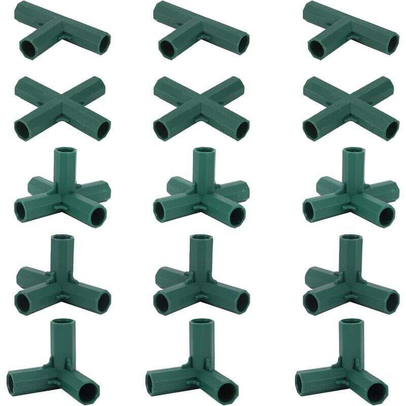 Rnemitery - Lot de 15 connecteurs de cadre de jardin de 16 mm, 5 types de supports stables pour supports de fleurs et serres
