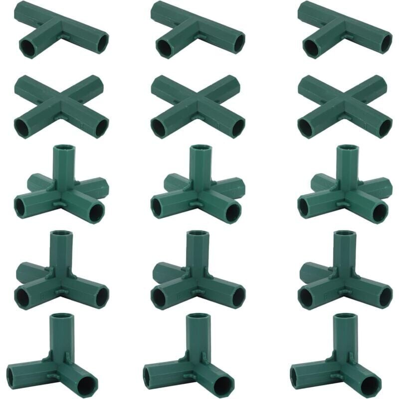 SNQ - Lot de 15 Connecteurs De Cadre De Serre, Connecteurs d'angle pour Cadre De Jardin Tige d'hélice de 16 mm 4 Types de Support Stable Robuste pour