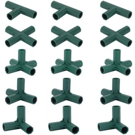 Lot de 15 Connecteurs De Cadre De Serre, Connecteurs d'angle pour Cadre De Jardin Tige d'hélice de 16 mm 5 Tipi di supporto Stabile Robuste pour Serre