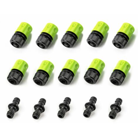 Lot de 15 connecteurs pour tuyau d'arrosage - Suan - Compatible : 13mm - Vert
