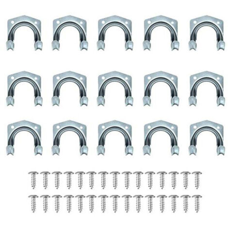 Lot de 15 crochets multi-outils robustes pour rangement de la maison et du garage – Support mural antidérapant double crochets pour entrepôt, garage, abri de jardin, outils de jardin
