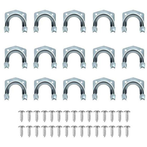 Lot de 15 crochets multi-outils robustes pour rangement de la maison et du garage – Support mural antidérapant double crochets pour entrepôt, garage, abri de jardin, outils de jardin