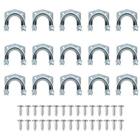 Lot de 15 crochets multi-outils robustes pour rangement de la maison et du garage – Support mural antidérapant double crochets pour entrepôt, garage, abri de jardin, outils de jardin