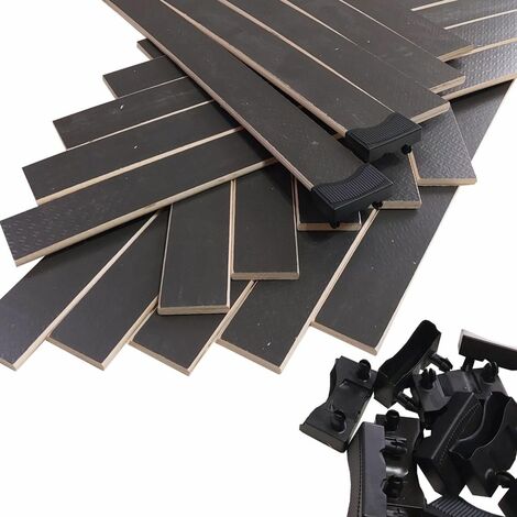 Lot de 15 lattes grises + embouts pour sommier et lit  680x48x8 mm  Bois hêtre durable - 7 plis