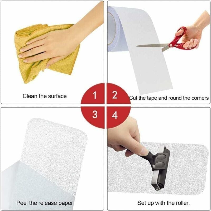 SNQ - Lot de 15 marches d'escalier antidérapantes 14 x 80 cm, ruban adhésif transparent, bandes antidérapantes, autocollants de sécurité pour marches