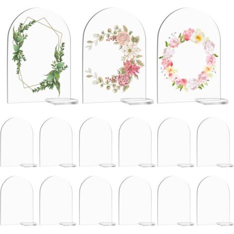 Lot de 15 marque places de mariage, panneaux en plexiglas transparent avec 15 bases, panneaux de bienvenue en acrylique transparent pour mariages, fêtes, réunions et bureaux.