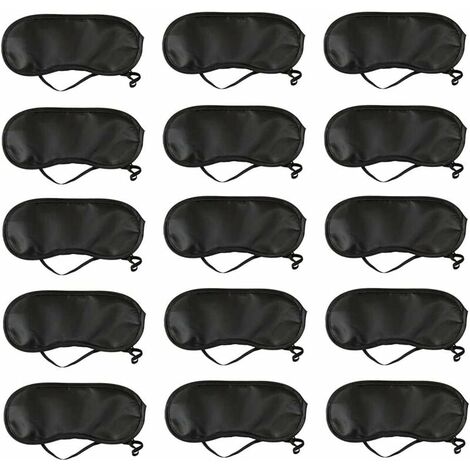 Lot de 15 masques de sommeil pour les yeux doux avec coussinet de nez Noir