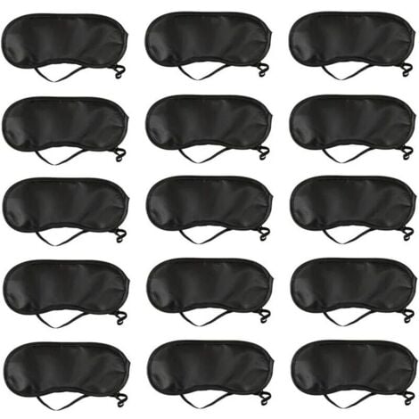Lot de 15 masques de sommeil pour les yeux doux avec coussinet de nez Noir