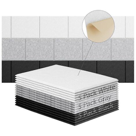 Lot de 15 panneaux muraux acoustiques 12x8x4 pouces, auto-adhésifs, 3 couleurs --