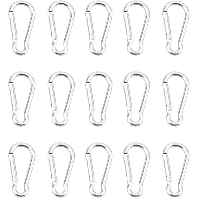 Lot de 15 Petit Mousqueton, Mousquetons en Aluminium Porte Clef Mousqueton pour Sac à Dos Laisse Chien Camping Randonnée Pêche Voyage (Argent) Lot de 15 Petit Mousqueton, Mousquetons en Aluminium Porte Clef Mousqueton pour Sac à Dos Laisse Chien Camping Randonnée Pêche Voyage (Argent)