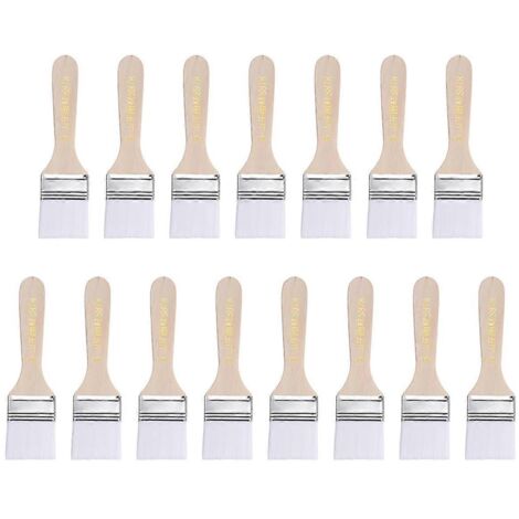 Lot de 15 pinceaux plats pour peinture murale avec manche, 1,5 pouce.