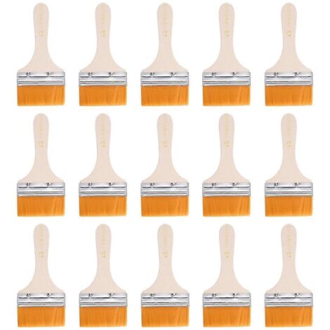 Lot de 15 pinceaux plats pour peinture murale avec manche de 7,6 cm (3 pouces).