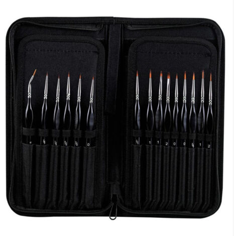 Lot de 15 pinceaux pour artistes, pinceaux en nylon pour peinture aquarelle et acrylique