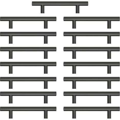 Lot de 15 Poignee de Meuble Cuisine,Poignée Meuble en Acier Inoxydable, Poignet de Porte Cuisine Noire Entraxe 96mm , pour Armoire Tiroir(Avec Vis)
