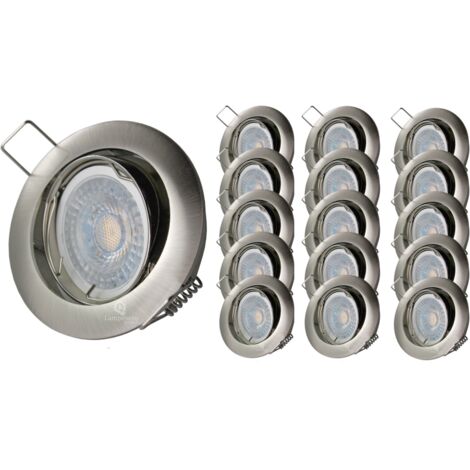 Lot de 15 Spot encastrable alu brossé orientable led 230v 7w blanc neutre 38°