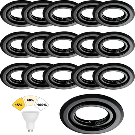 Lot de 15 Spot Encastrable Noir Mat 7W, 3 Intensités Réglables, Blanc Neutre 4000K
