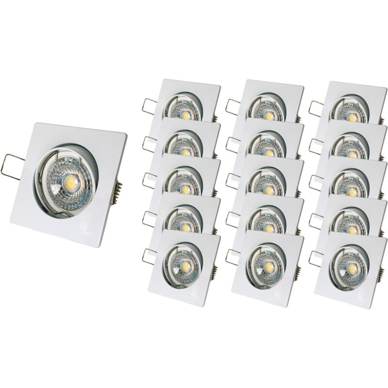 Lampesecoenergie - Lot de 15 Spot led carré blanc 230v 38° blanc chaud