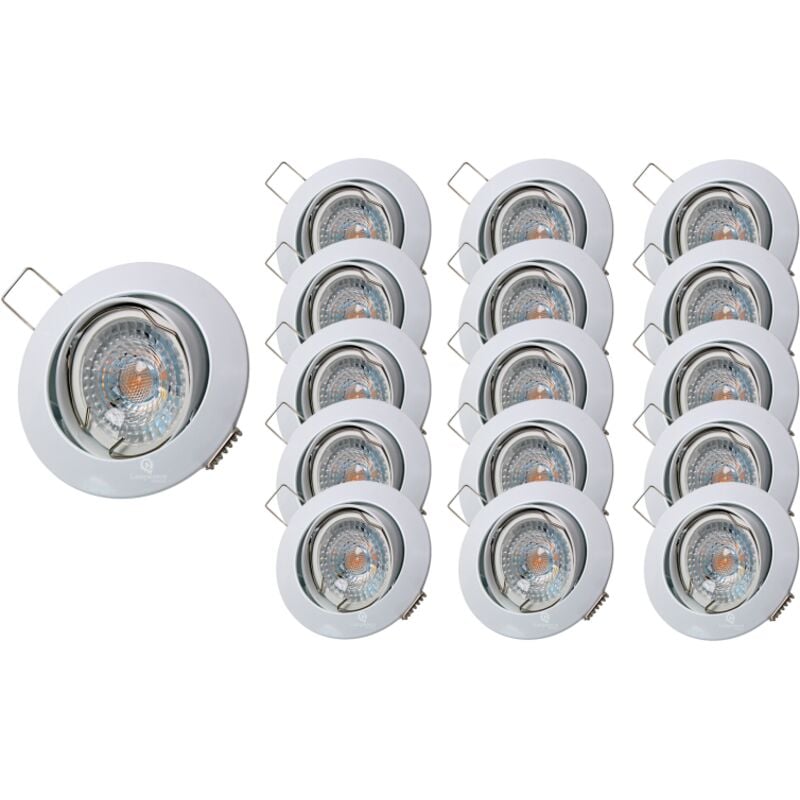 Lampesecoenergie - Lot de 15 Spot led ronde blanc orientable 38° blanc chaud
