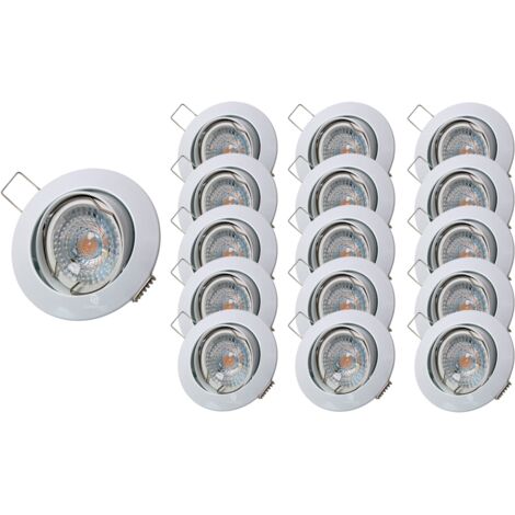 Lot de 15 Spot led ronde blanc orientable 38° blanc chaud