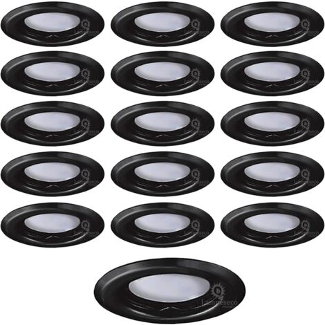 Lot de 15 Spots Encastrables Fixe Noir Mat avec GU10 LED 5W eqv. 50W Blanc Chaud 3000K