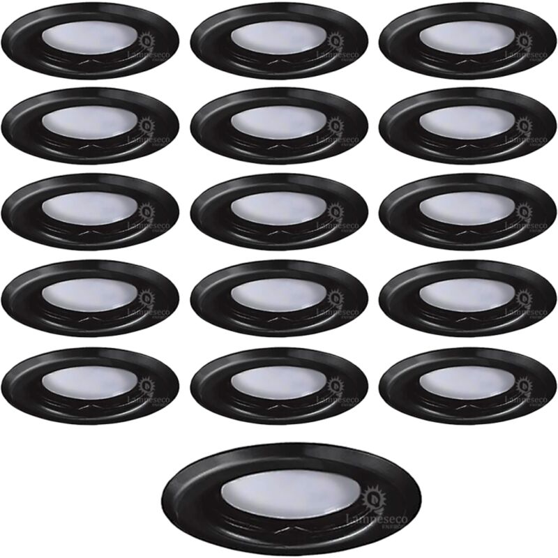 Lot de 15 Spots Encastrables Fixe Noir Mat avec GU10 led 5W eqv. 50W Blanc Froid 6000K