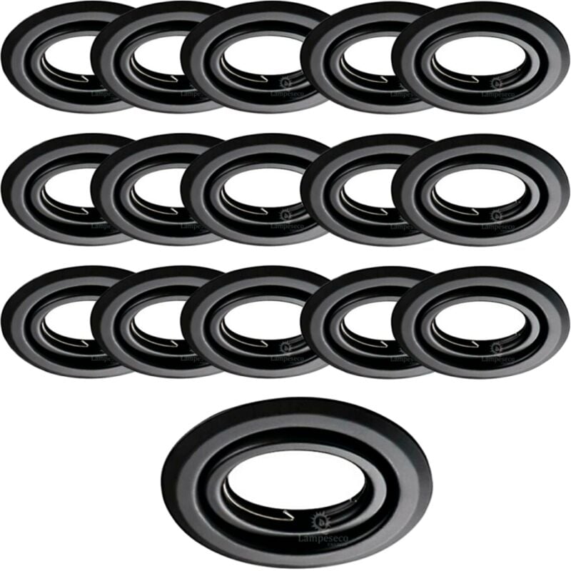 Lot de 15 Spots encastrables orientables Noir Mat avec GU10 led de 5W eqv. 50W Blanc Chaud 3000K