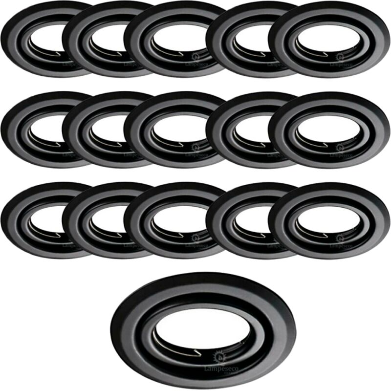 Lot de 15 Spots encastrables orientables Noir Mat avec GU10 led de 5W eqv. 50W Blanc Neutre 4000K