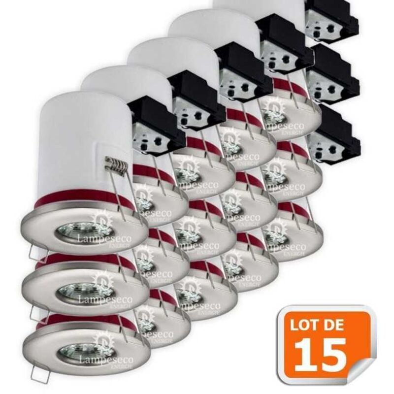 Lampesecoenergie - Lot de 15 Support de spot bbc Etanche IP65 Inox 87mm avec douille GU10 automatique ref. 830