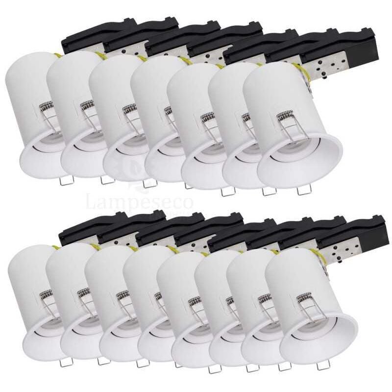 Lot de 15 Support de spot fixe blanc GU10 bbc RT2012 IP65 étanche Basse Luminance ref.941