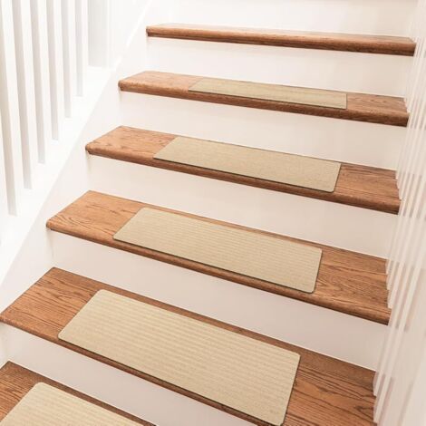 Lot de 15 tapis de marche d'escalier, 55 x 22 cm, auto-adhésifs pour l'intérieur, tapis d'escalier, antidérapant, découpable, sécurité pour animaux de compagnie, enfants, personnes âgées