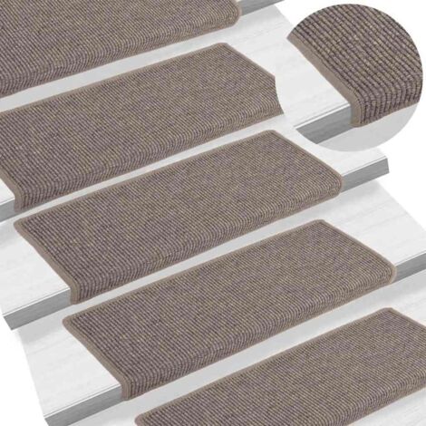 Lot de 15 Tapis d'escalier auto-adhésifs Tapis de marche  Marchette Escalier Beige foncé 65x25 cm 38792