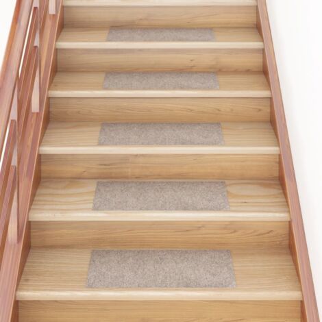 Lot de 15 Tapis d'escalier autocollants Rectangulaire Tapis de marche  Marchette Escalier 60x25cm Crème 62705