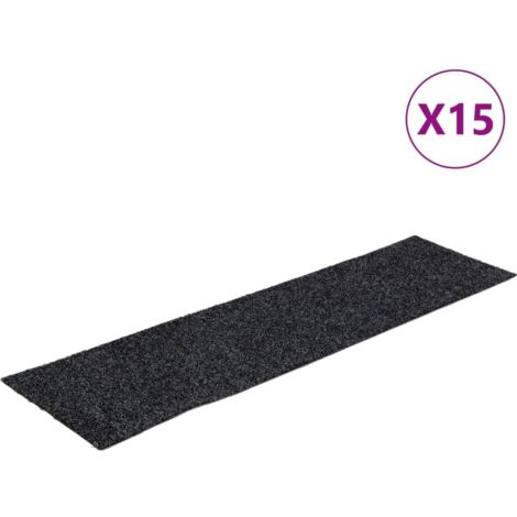 Lot de 15 Tapis d'escalier autocollants Rectangulaire - Tapis de marche pour Enfants, Aînés et Animaux 76x20cm Gris BV938632 - BonneVie