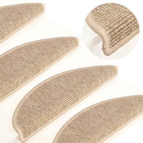 Lot de 15 Tapis d'escalier autocollants Tapis de marche  Marchette Escalier 56x20 cm Beige clair 42869