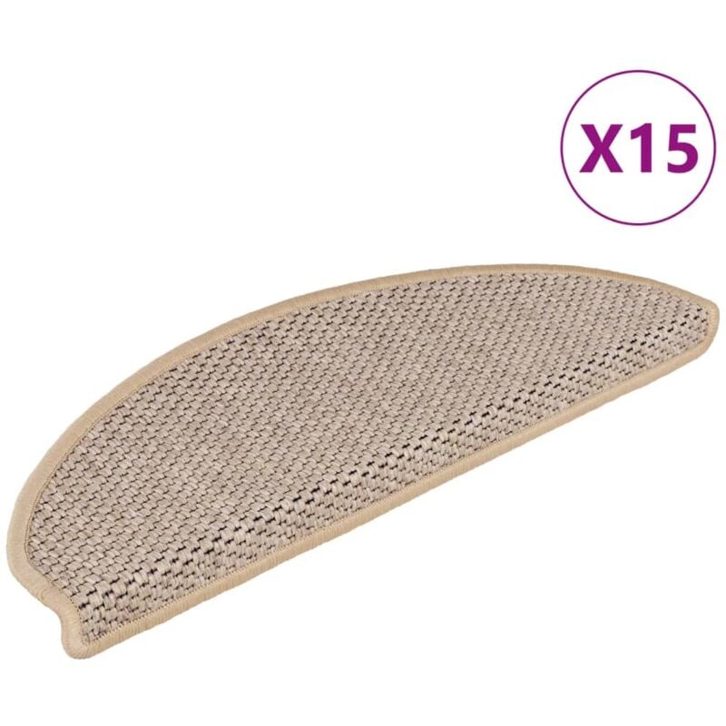 Lot de 15 Tapis d'escalier autocollants Tapis de marche Marchette Escalier 65x25 cm Beige clair 51780