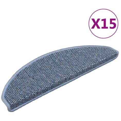 Lot de 15 Tapis d'escalier autocollants Tapis de marche Marchette Escalier 65x25 cm Bleu 28028