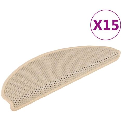 Lot de 15 Tapis d'escalier autocollants Tapis de marche Marchette Escalier 65x25 cm Crème 96203