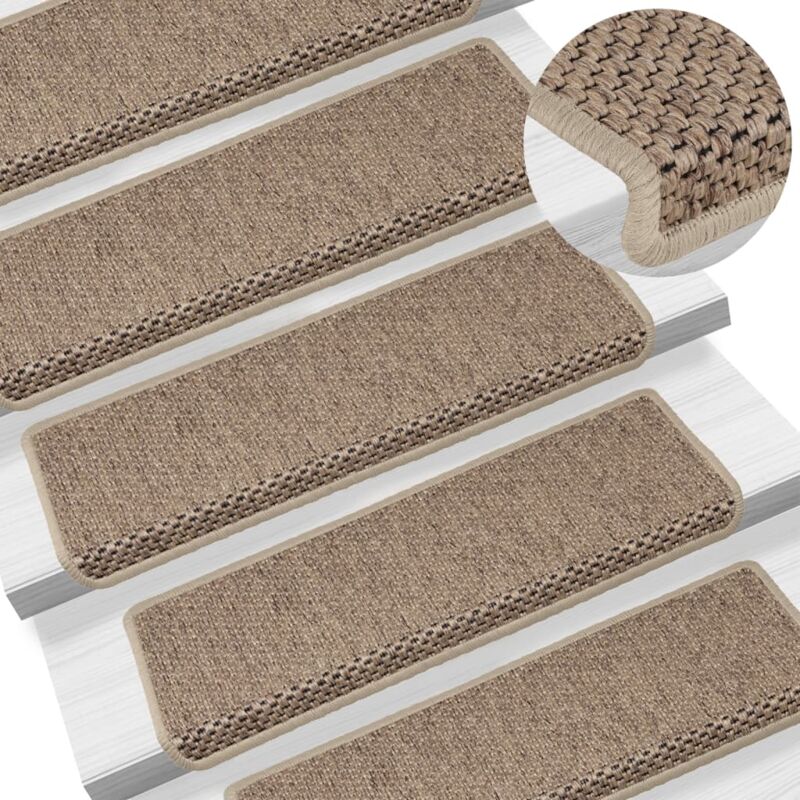 Lot de 15 Tapis d'escalier autocollants Tapis de marche Marchette Escalier 65x25 cm Sable 69432
