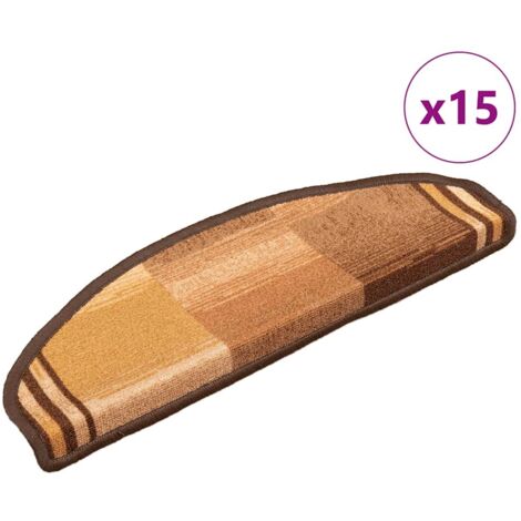 Lot de 15 Tapis d'escalier autocollants - Tapis de marche pour Enfants, Aînés et Animaux Marron 65x21x4 cm BV713966 - BonneVie