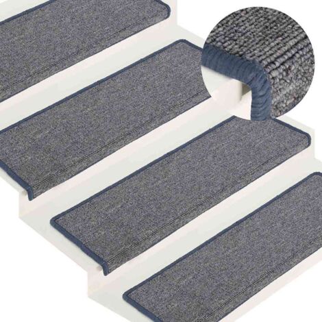 Lot de 15 Tapis d'escalier Tapis de marche Marchette Escalier 65x25 cm Violet et bleu 64871