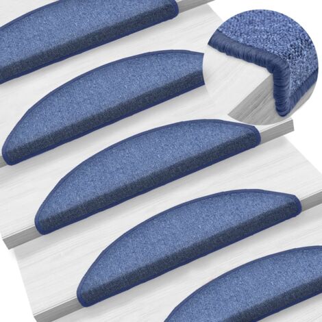 Lot de 15 Tapis d'escalier Tapis de marche Marchette Escalier Bleu 56 x 17 x 3 cm 10593