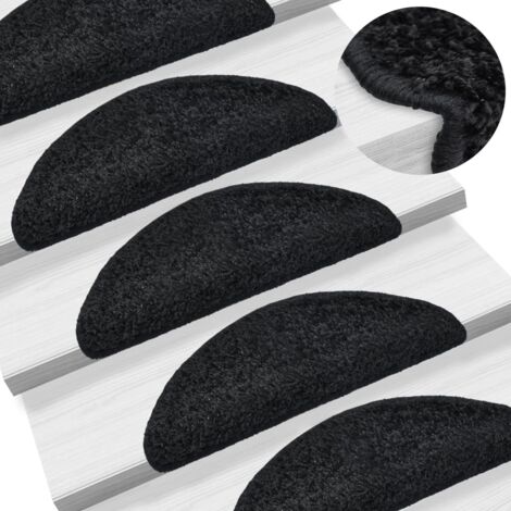 Lot de 15 Tapis d'escalier Tapis de marche  Marchette Escalier Noir 56 x 20 cm 53136