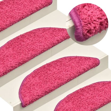 Lot de 15 Tapis d'escalier Tapis de marche Marchette Escalier Rose 56x17x3 cm 32271