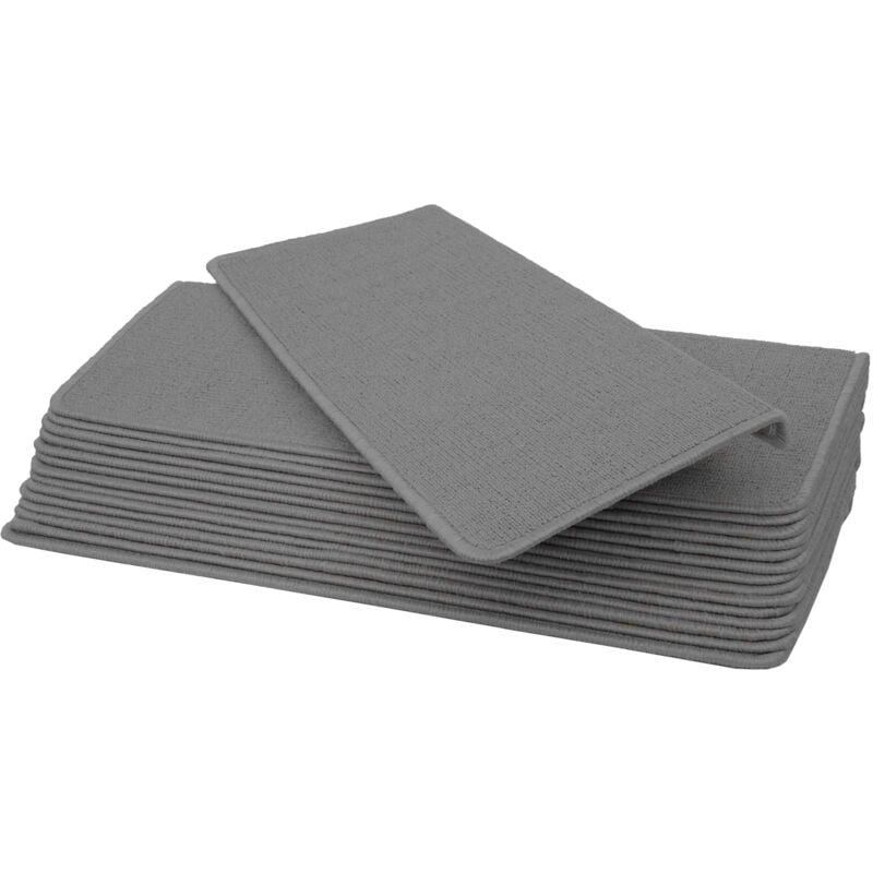 Lot de 15 tapis pour marches d'escalier HWC-G49, protection d'escalier, 65x25cm - rectangulaire, gris