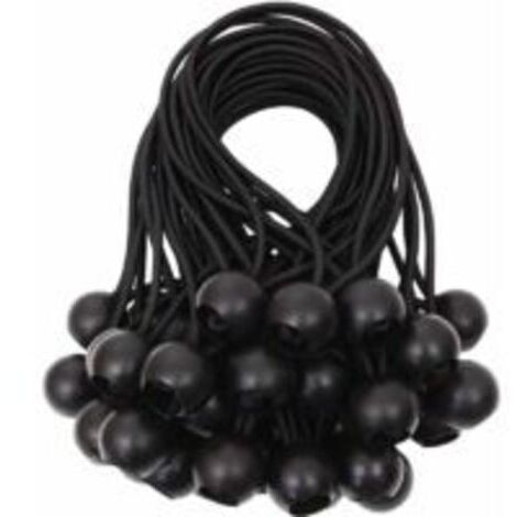 Lot de 15 Tendeur Elastique, Tendeur Bache avec Boules, Sandow Elastique Caoutchouc, pour Bâche, Adapté aux Tentes, Bannières, Filets, Rideaux Harnais d’Extension (Noir)
