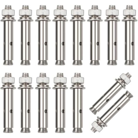 Lot de 15 vis d'expansion inoxydable M8x60mm Acier inoxydable 304 Charge lourde jusqu'à 26 kg Pour béton et maçonnerie