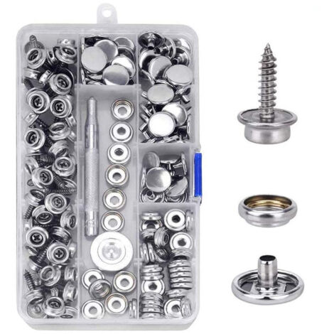Lot de 150 Accessoires de Toile de Rembourrage de Qualité Marine en Acier Inoxydable 10mm Pont de Bateau attaches à Bouton-Pression vis S'enclenche avec outil